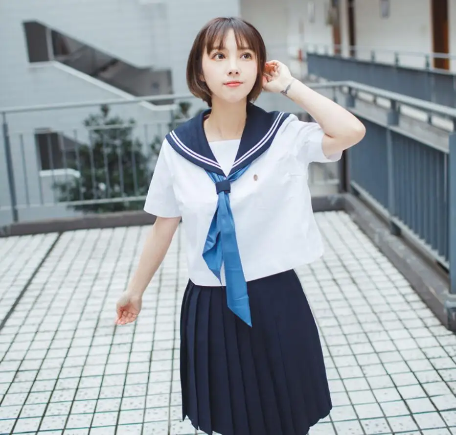 일본어/한국어 선원 복장 코스프레 의상 학교 교복 귀여운 소녀 JK 학생 의류 탑 + 스커트 로리타 코스프레 JKN2101
