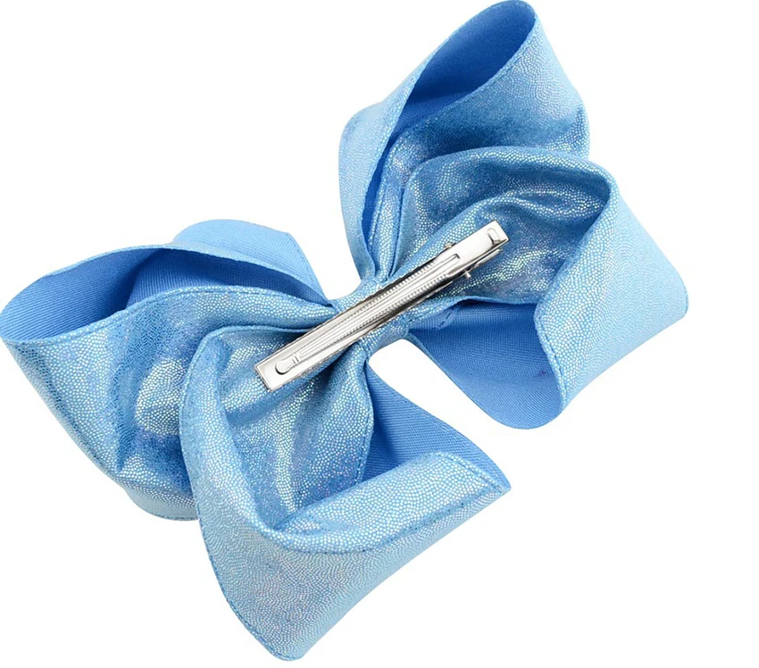 BLUE HANDMADE LARGE 5.5/" HAIR RIBBON BOW GIRL KIDS CHILDREN BABY ALLIGATOR CLIP