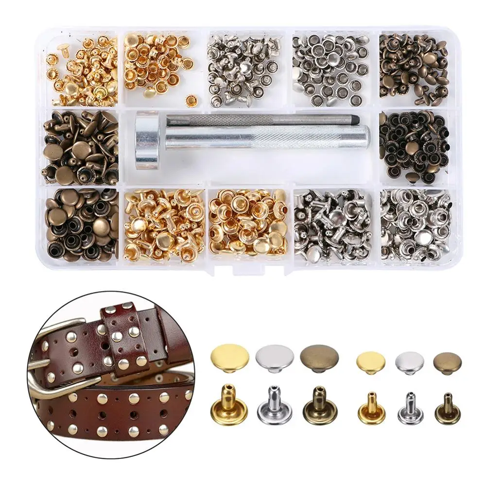240Pcs/Set Leather Rivets Double Cap Rivet for Bag Belts 3 Colors 2