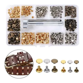 

240pcs Leather Rivets Tools Set Double Cap Tubular Metal Studs Fixing Tool for DIY Craft Professional Leathercraft Accessories