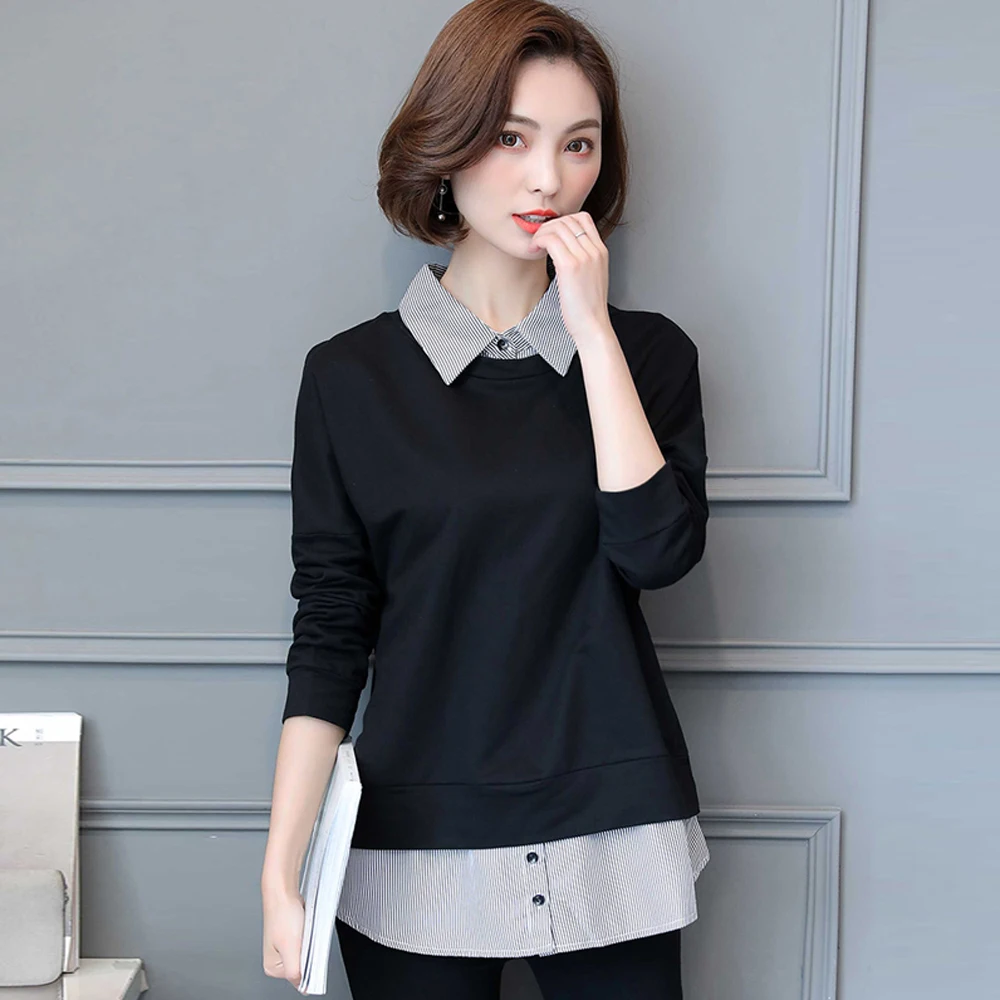 

Spring and summer new style large size L-5XL women's clothing Fashion temperament splicing collar top