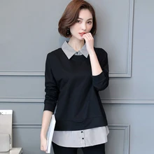 Spring and summer new style large size L-5XL women's clothing Fashion temperament splicing collar top