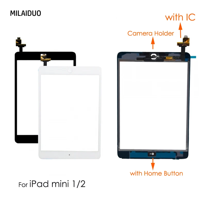 

Original/OEM Touch Screen For iPad Mini 1 2 A1432 A1454 A1455 A1489 A1490 A149 with IC Chip Connector+Home Button+Camera Holder