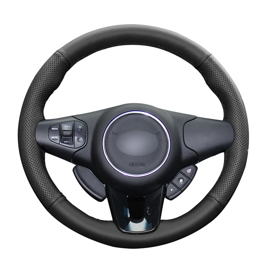 

DIY Black PU Micro Fiber Leather Car Steering Wheel Cover for Kia Carens 2013 2014 2015 2016 2017 2018 2019 Accessories