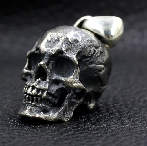 

XRYC 4.9*2.2cm 36g handmade 925 Sterling Silver High Detail Skull men Pendant without chain party gift