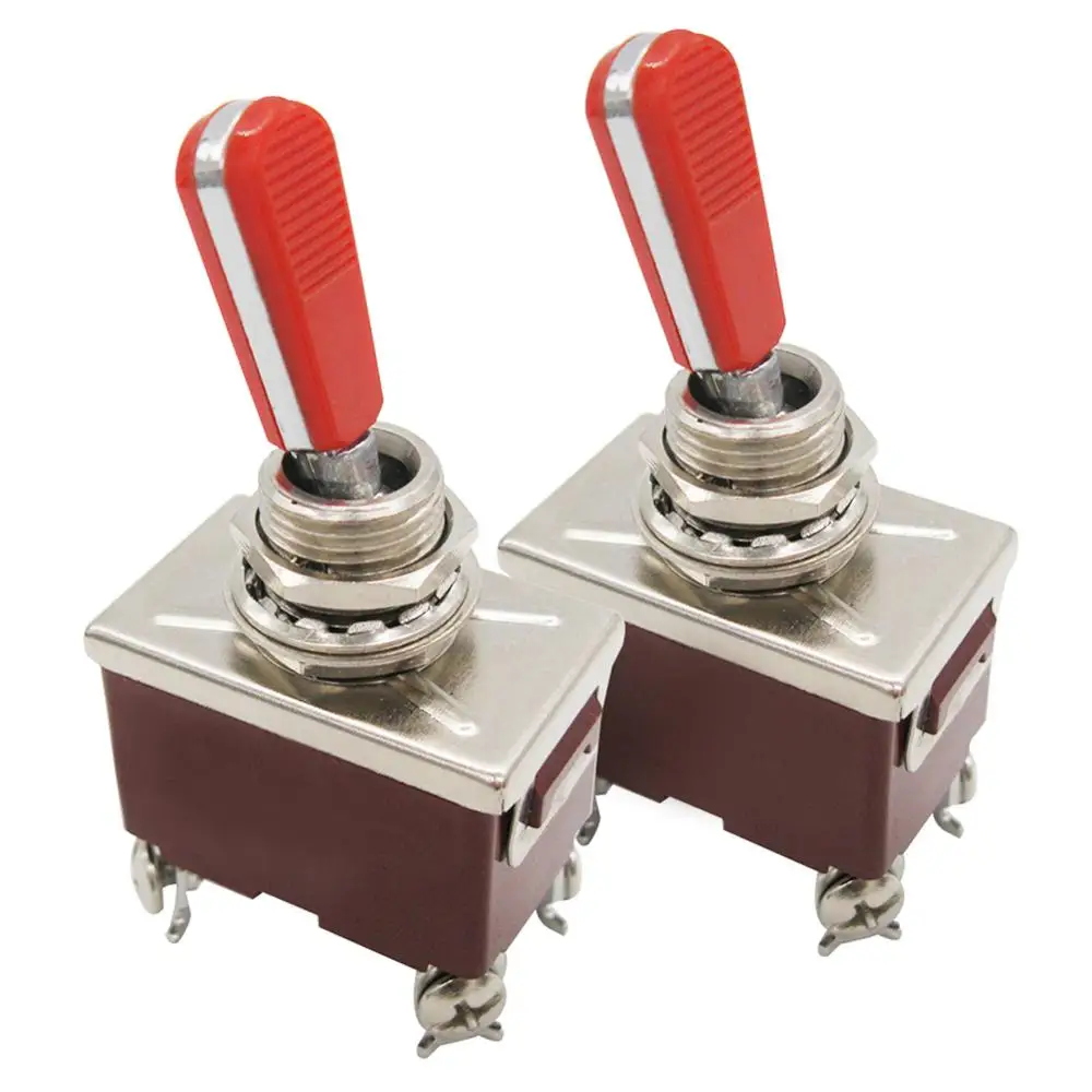 

2pcs Ten(c)-1221-RR Heavy Duty Rocker Toggle Switch 16A 250V 20A 125V DPST ON/Off Switch with 2 Red Handle 4 Terminal 2 Position