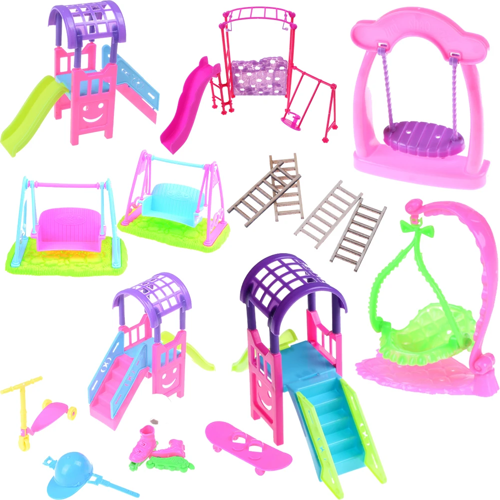 

Girl Play House Doll Amusement Park For Doll Slide Amusement Park Slide Swing Accessories Doll Swing Toy Accessories
