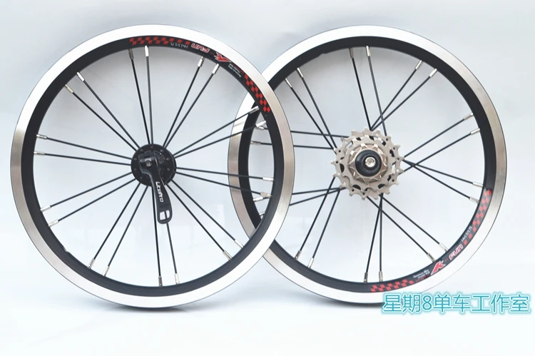 Excellent Folding Bicycle Litepro 14/16inch 412 Wheelset Outer 3 Shift Wheel Set Three Speed Bike Wheels 4