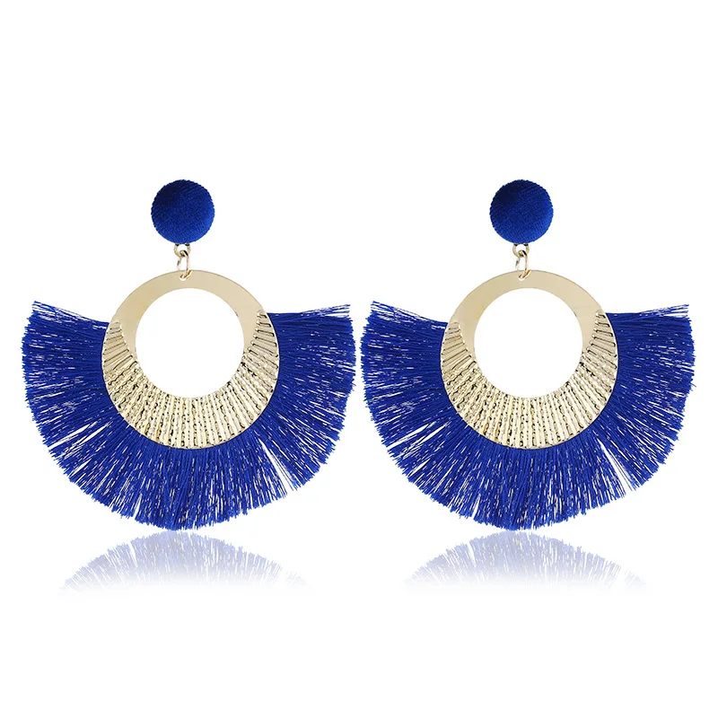 

Kirykle Fashion Tassel Earrings Women Jewelry Bohemian Bride Earrings Geometric Hollow Drop Earring