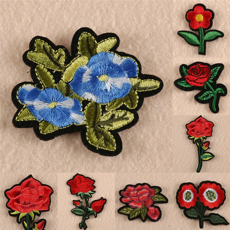 Wholesale 8pcs Red Rose Flower Embroidery Applique Cloth DIY Sewing&ampIron On Patch Badge | Дом и сад