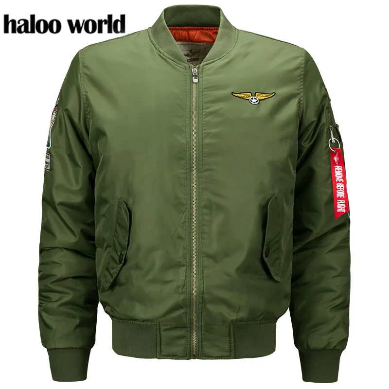

Haloo World 2019 High quality Ma1 Thick and thin Army Green Military motorcycle Ma-1 aviator pilot Air men bomber jacket