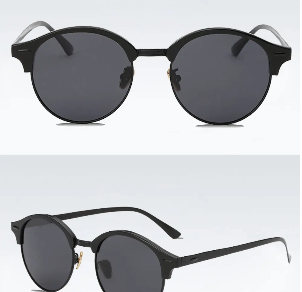 VEGA Eyewear Circle Vintage Sunglasses Polarized Women Semi-Rimless Ladies Designer Sunglass Hipster Glasses Aluminium 185  (5)