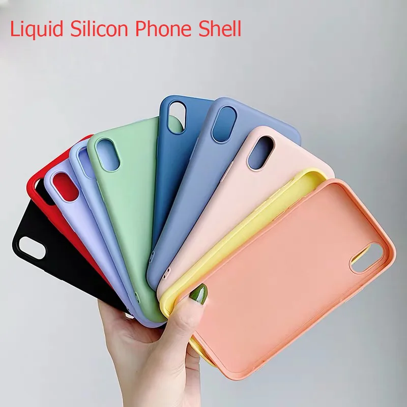 

Baby Skin Touching Liquid Silicon Rubber Case Cover on sfor iPhone 7 Plus 8 X XS MAX XR 6 6S Washable Soft TPU Phone Capa Coque