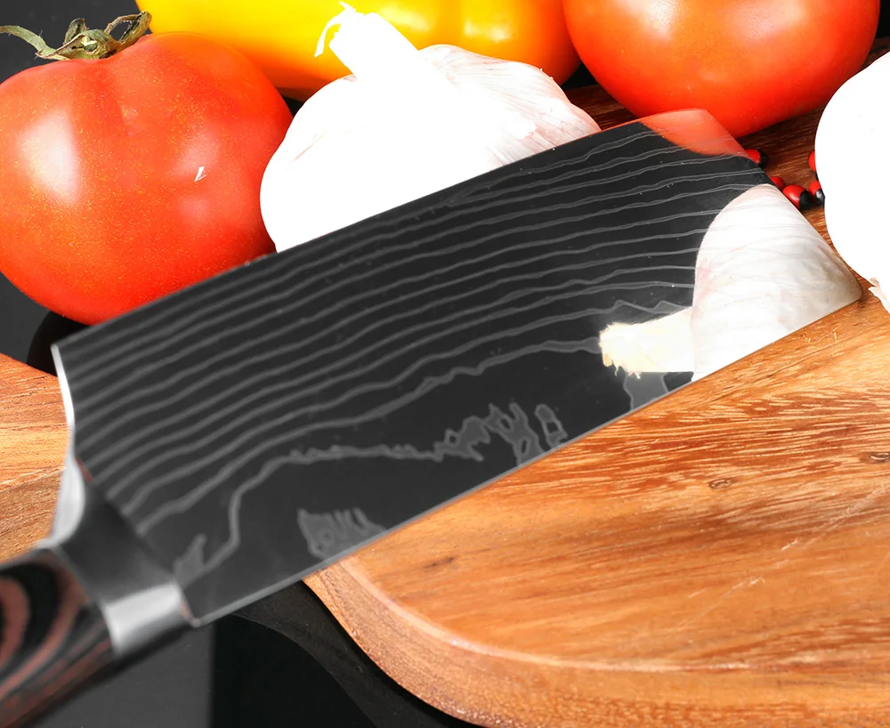 XITUO 7''Japan Santoku нож шеф повара из прочной нержавеющей стали, имитирующий дамасский узор, нож для овощей, удобная ручка