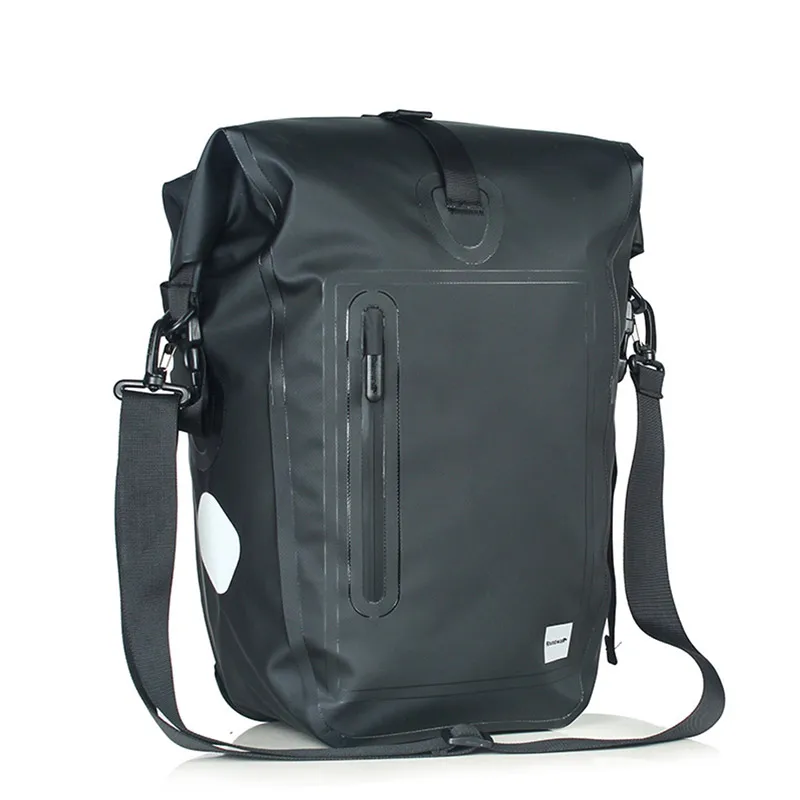 25L водонепроницаемая сумка для велосипеда задняя стойка Велосипедное заднее сиденье сумка через плечо седло задний хвост пакет офисная сумка большая емкость - Цвет: Черный