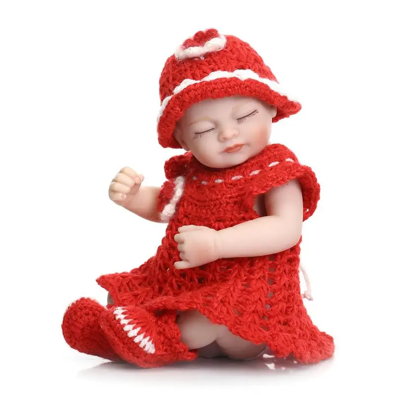 

Silicone reborn baby dolls toy for girls mini collectable doll birthday Children's Day gift present bedtime shower bath toy