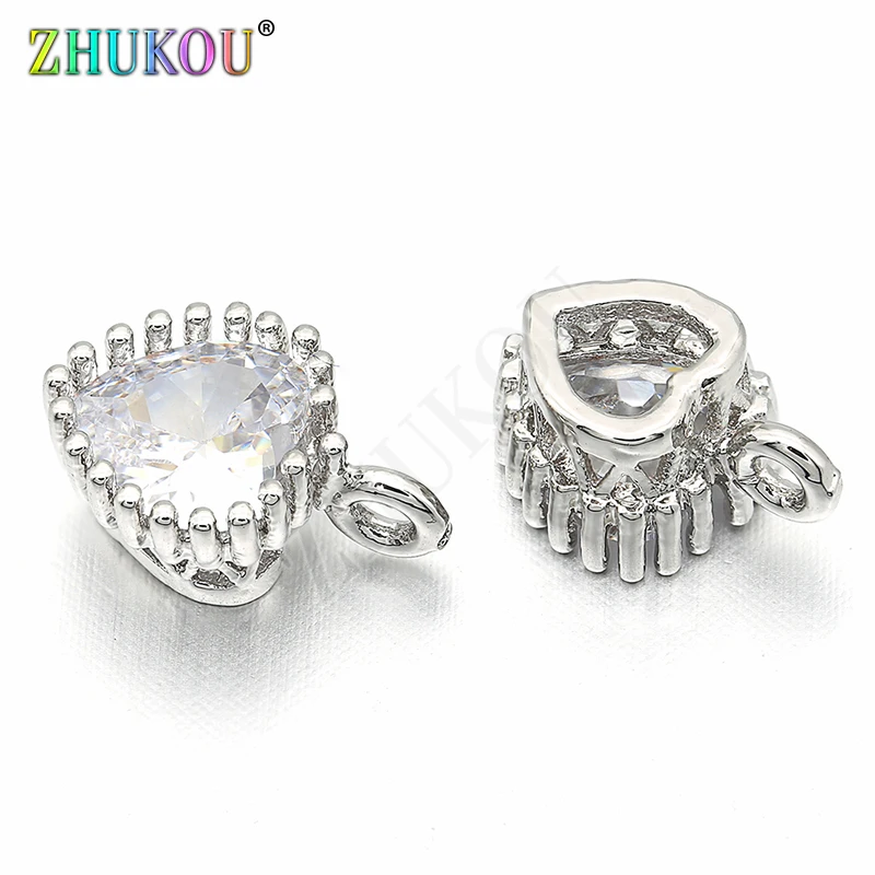 7*10mm Brass Cubic Zirconia Heart Pendants Charms DIY Jewelry Bracelet Necklace Making, Hole: 1mm, Model: VD270 7*10mm Brass Cubic Zirconia Heart Pendants Charms DIY Jewelry Bracelet Necklace Making, Hole: 1mm, Model: VD270