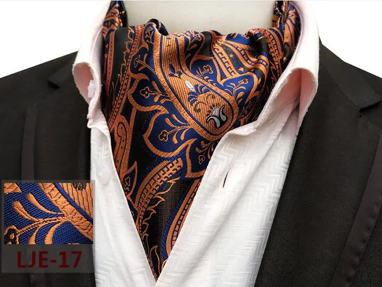 RBOCOTT, Мужская классическая Аскот с узором пейсли, клетчатый и цветочный галстук, винтажный Аскот для мужчин, свадебное, деловое, модное, вечернее ожерелье - Цвет: 17