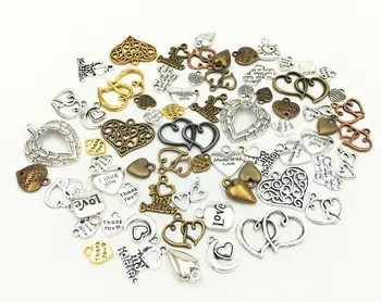 

100g Assorted Love Heart Shape Punk Steampunk Charm Pendant Connector for Bracelet Anklet DIY Crafting Accessories