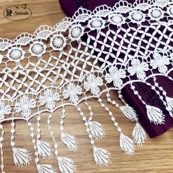 

3Yards/lot Width 18cm White Milk Silk Embroidered Lace tassel Fabric DIY Handmade Materials Lace Trim Free Shipping RS121