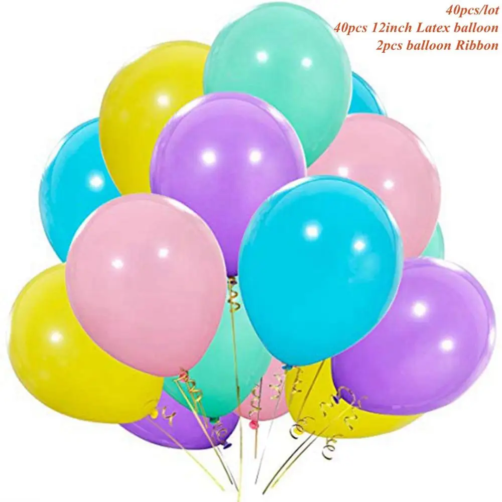 Taoup, 40 шт., с днем рождения, маленькая Русалочка, воздушные шары, фигурки, круглые шары, аксессуары, латексные шары, конфетти, Русалка, вечерние, Декор - Цвет: Party Balloons 4