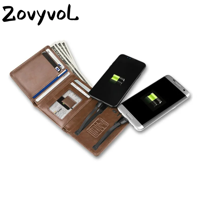 

ZOVYVOL 2019 New Men Women Smart Wallet With USB for Charging Wallet With Ipone Android Capacity 4000 mAh For Travel PORTABLE