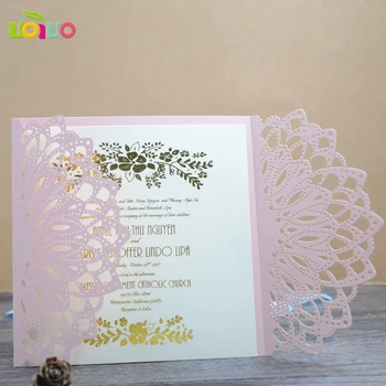 

free Wedding Invitations Card Romantic Cards 10Pcspack Envelope Delicate Carved Pattern Party Decoration Anti-gloss Paper