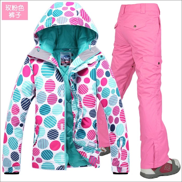 2017 nuevas mujeres calientes blanco traje de esquí femenino impermeable de snowboard mujeres skiwear blancas chaqueta de esquí y pantalones de esquí blanco traje