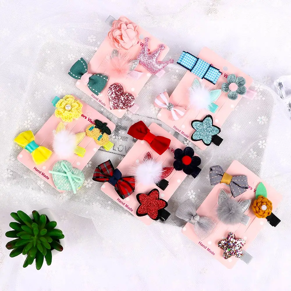 

5Pcs/set 2019 Fashion Baby Girl Lovely Candy Color Hair Clip Bow Flower Mini Barrettes Party Star Kids Hairpins Hot Sale
