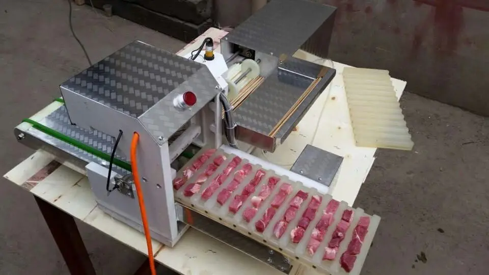 

electric type meat skewer machine making machine skewer meat satay skewer machine 304stainless steel string machine