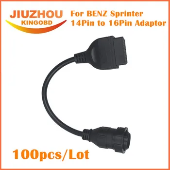 

100pcs DHL Free Hot selling 14Pin to 16Pin OBD2 Connection Adaptor for BENZ Car Connector Cables for Mercedes for B-ENz Sprinter
