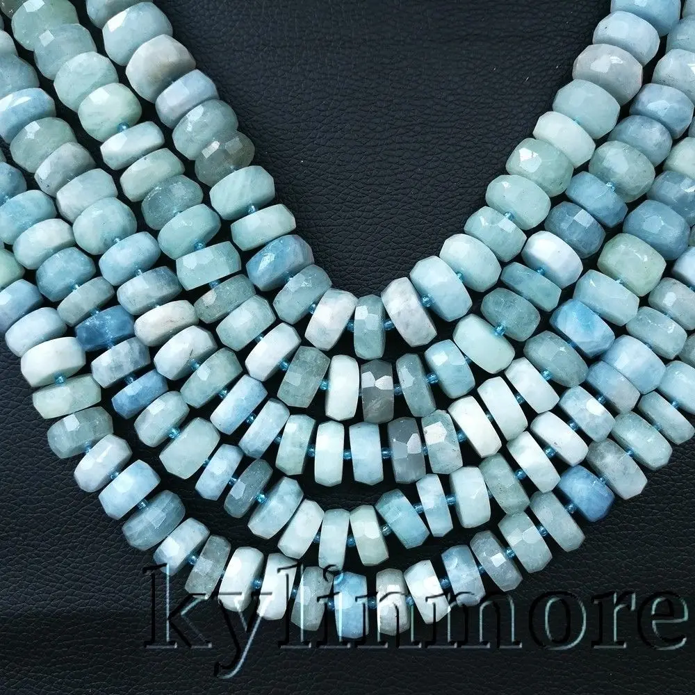 

8SE11142 7x15mm Natural Blue Stone Rondelle Faceted Loose Beads 15.5" Strand