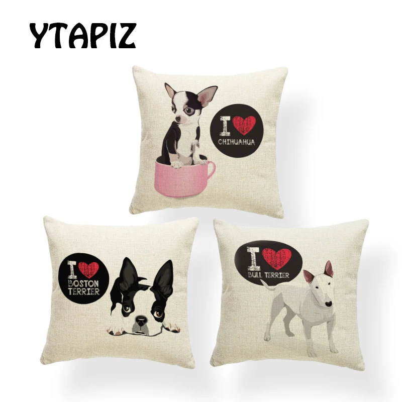 

Personalized Geometric Dog Decoration Love Black Pink Bull Terrier Pug Chihuahua Beagle Decoration Farmhouse Bed Cushion Cover