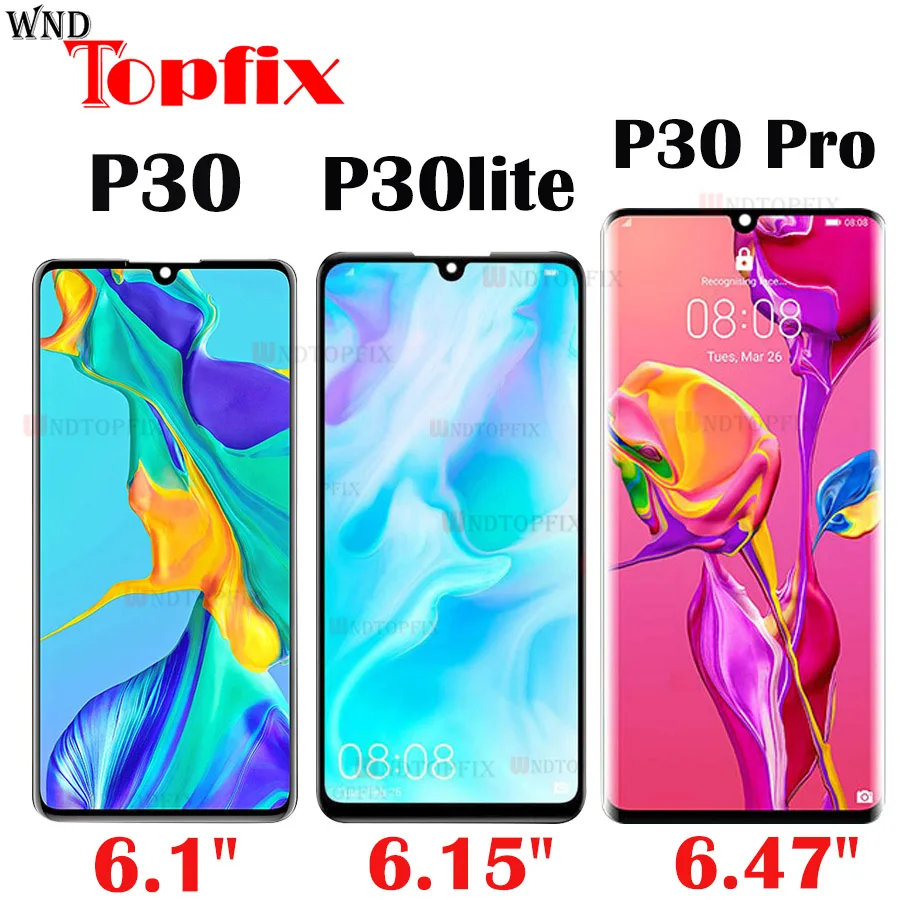 Для huawei P30 Pro ЖК-дисплей Сенсорный экран планшета Ассамблеи huawei P30 ЖК-дисплей Дисплей huawei P30Pro Дисплей VOG-L29 ELE-L29 MAR-LX1M