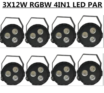 

8PCS/ 3X12W RGBW 4in1 led Par light dmx512 LED flat PAR disco lights professional dj equipment