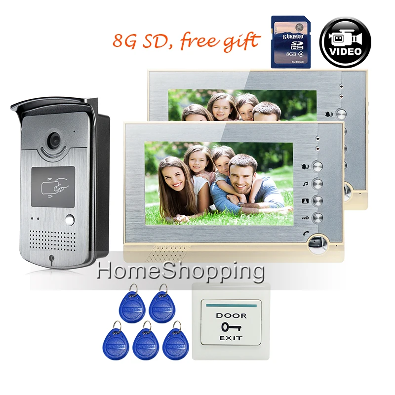 FREE SHIPPING 7 Color Screen Video Intercom font b Door b font Phone System two Recording