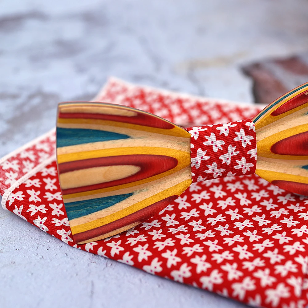  Mahoosive Wood bow tie Dot Jacquard Woven Men Butterfly Self Bow Tie BowTie Pocket Square Handkerch