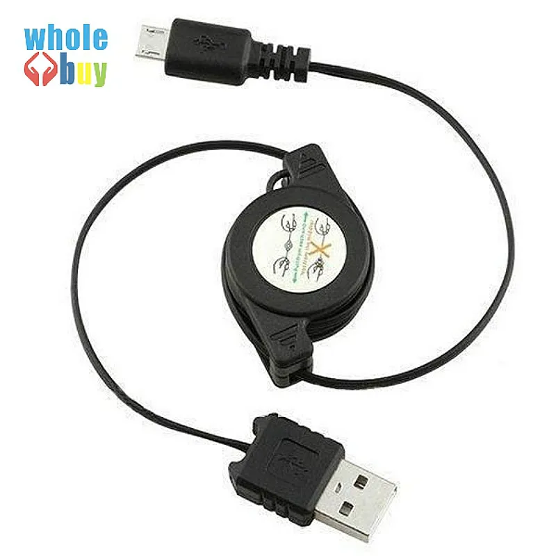 100 шт./лот, черный Выдвижной Micro USB кабель для синхронизации данных и зарядки, стиль ленты для htc Blackberry Sumsang Galaxy S2 i9100