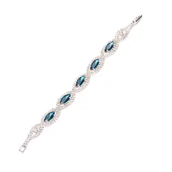 Хрустальные браслеты для женщин, серебряные цвета, синие циркониевые браслеты и браслеты, женские свадебные украшения, синие