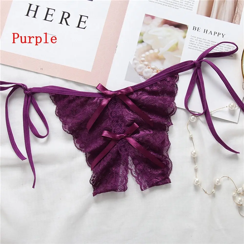 

2018 Summer New Hot Sale Crotchless Underwear Women's Fashion Thongs Tangas Lady Sexy Intimates Seamless Bowknot Lace G-string