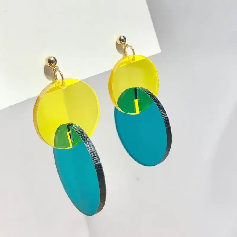 

Personality Colorful Acrylic Drop Earrings 2019 New Big Statement Geometric Earrings