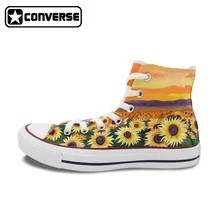 Woman Man Converse All Star Custom Sunflower Flower Hand Painted Shoes High Men Women’s Sneakers Skateboarding Shoes Gifts