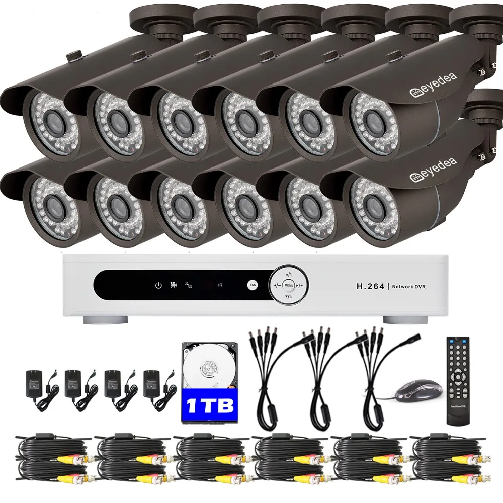 

Eyedea 16 CH DVR Video Recorder 2.0MP Bullet Outdoor CMOS Night Vision Business CCTV Security Camera Surveillance System 1TB HDD