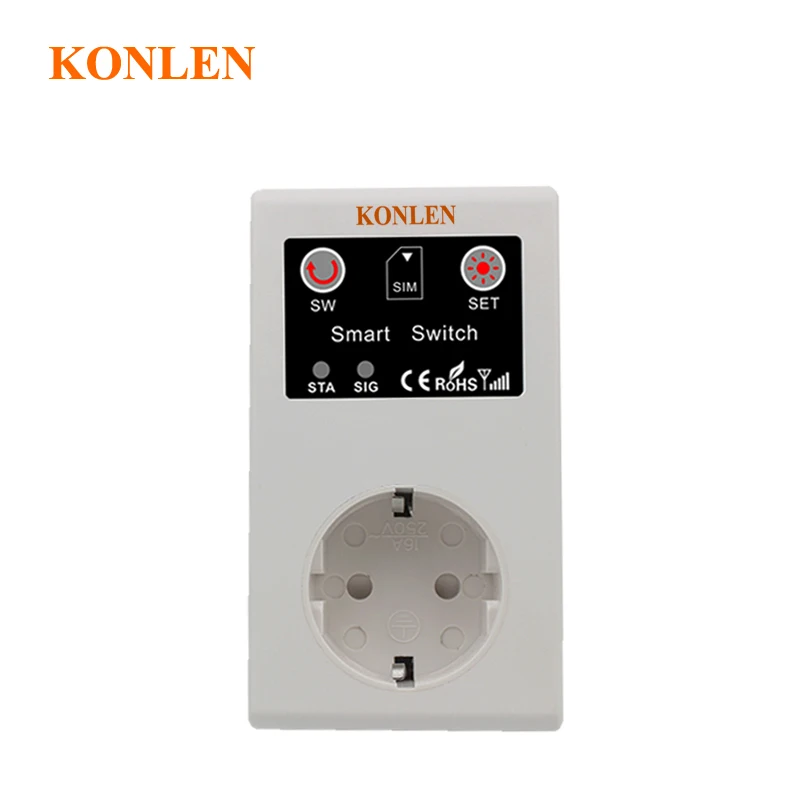 

16A EU GSM Power Socket Remote Control Relay Smart Outlet Switch SMS Call Android IOS ON OFF for Light Garage Door Gate Opener