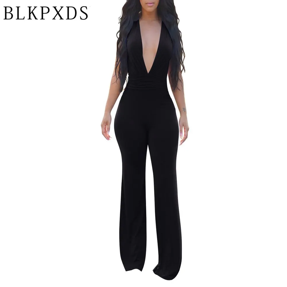 2017 Summer White Deep V Neck Sleeveless Loose Wide Leg Ladies