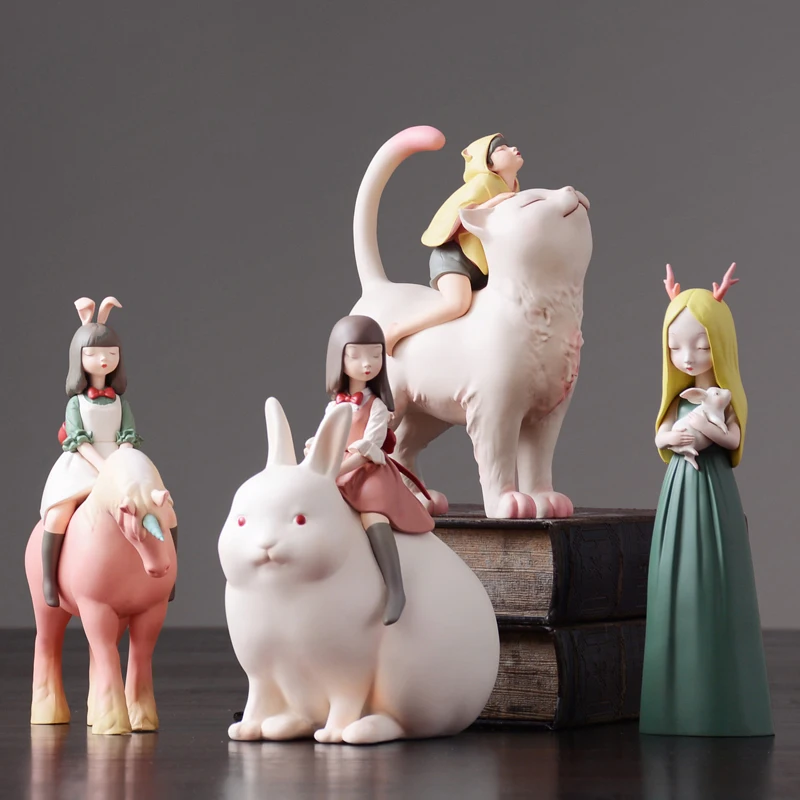 

Nordic style figurines for home decoration, fairy tale character animals, night-walking unicorn miniature figurines, home decor