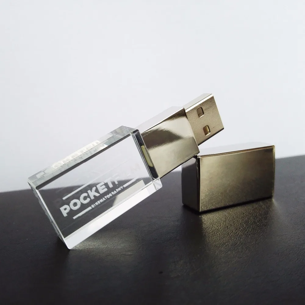 Бесплатная 3D Настройка logoengraved usb flash drive16GB32GB 2gb 4gb 8gb Кристальное стекло pendrive со