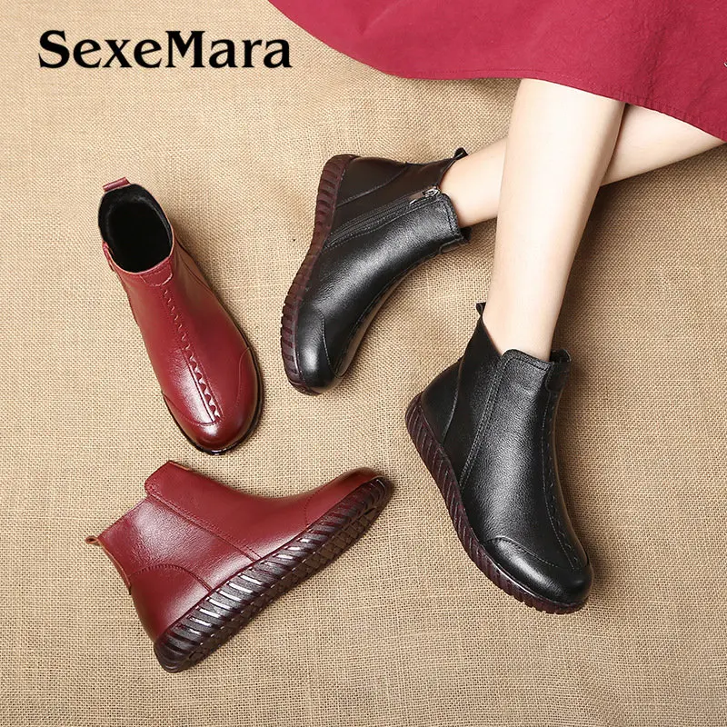 Fashion National style Women Boots High Quality Leather Ankle Boots