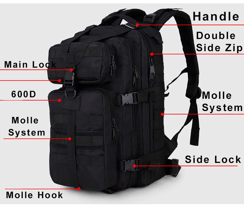  Military Tactical Backpack Assault Molle Pack Waterproof Sling Army Rucksack Bag for Outdoor Hiking