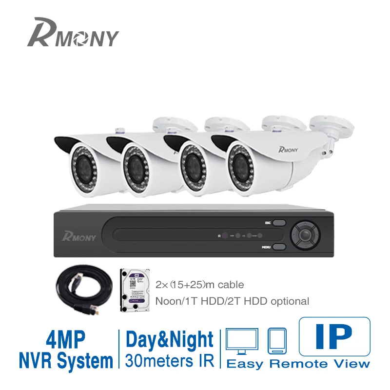  8CH PoE NVR CCTV System 4pcs 4.0MP ip camera 2.8-12mm Motorized Zoom Video Security Surveillance System Kit IP Camera System 
